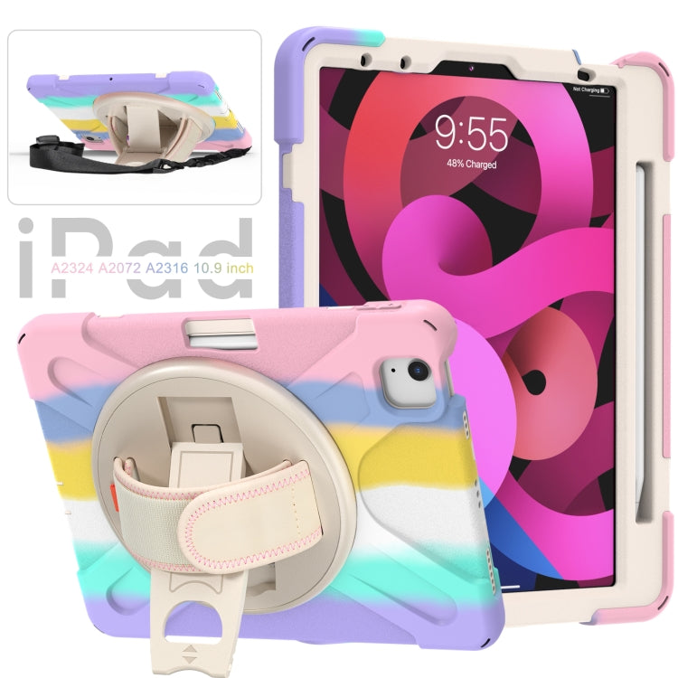 Shockproof Colorful Silicone + PC Protective Case with Holder & Shoulder Strap & Hand Strap For iPad Air 2022 / 2020 10.9(Pink) - iPad Air (2022) / (2020) 10.9 Cases by buy2fix | Online Shopping UK | buy2fix