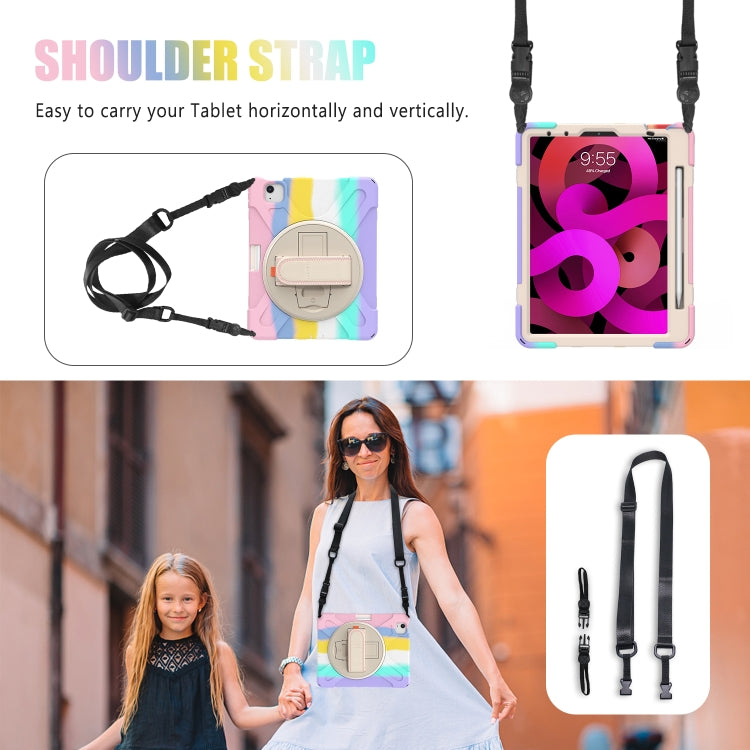 Shockproof Colorful Silicone + PC Protective Case with Holder & Shoulder Strap & Hand Strap For iPad Air 2022 / 2020 10.9(Pink) - iPad Air (2022) / (2020) 10.9 Cases by buy2fix | Online Shopping UK | buy2fix