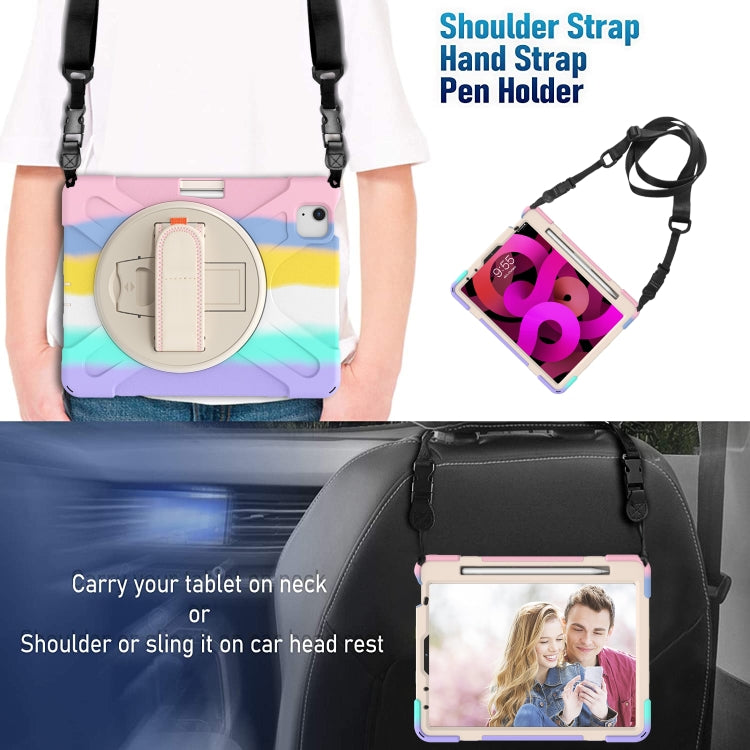 Shockproof Colorful Silicone + PC Protective Case with Holder & Shoulder Strap & Hand Strap For iPad Air 2022 / 2020 10.9(Pink) - iPad Air (2022) / (2020) 10.9 Cases by buy2fix | Online Shopping UK | buy2fix