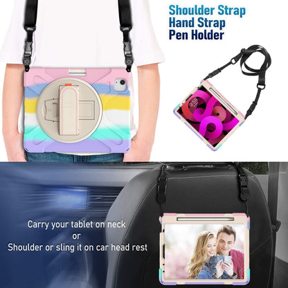 Shockproof Colorful Silicone + PC Protective Case with Holder & Shoulder Strap & Hand Strap For iPad Air 2022 / 2020 10.9(Pink) - iPad Air (2022) / (2020) 10.9 Cases by buy2fix | Online Shopping UK | buy2fix
