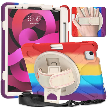 Shockproof Colorful Silicone + PC Protective Case with Holder & Shoulder Strap & Hand Strap For iPad Air 2022 / 2020 10.9(Red) - iPad Air (2022) / (2020) 10.9 Cases by buy2fix | Online Shopping UK | buy2fix
