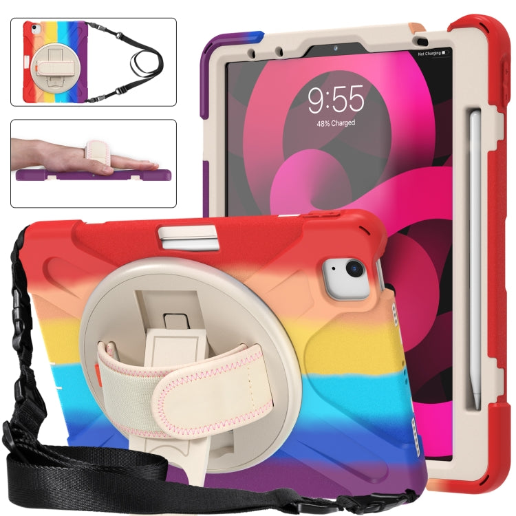 Shockproof Colorful Silicone + PC Protective Case with Holder & Shoulder Strap & Hand Strap For iPad Air 2022 / 2020 10.9(Red) - iPad Air (2022) / (2020) 10.9 Cases by buy2fix | Online Shopping UK | buy2fix
