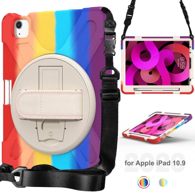 Shockproof Colorful Silicone + PC Protective Case with Holder & Shoulder Strap & Hand Strap For iPad Air 2022 / 2020 10.9(Red) - iPad Air (2022) / (2020) 10.9 Cases by buy2fix | Online Shopping UK | buy2fix