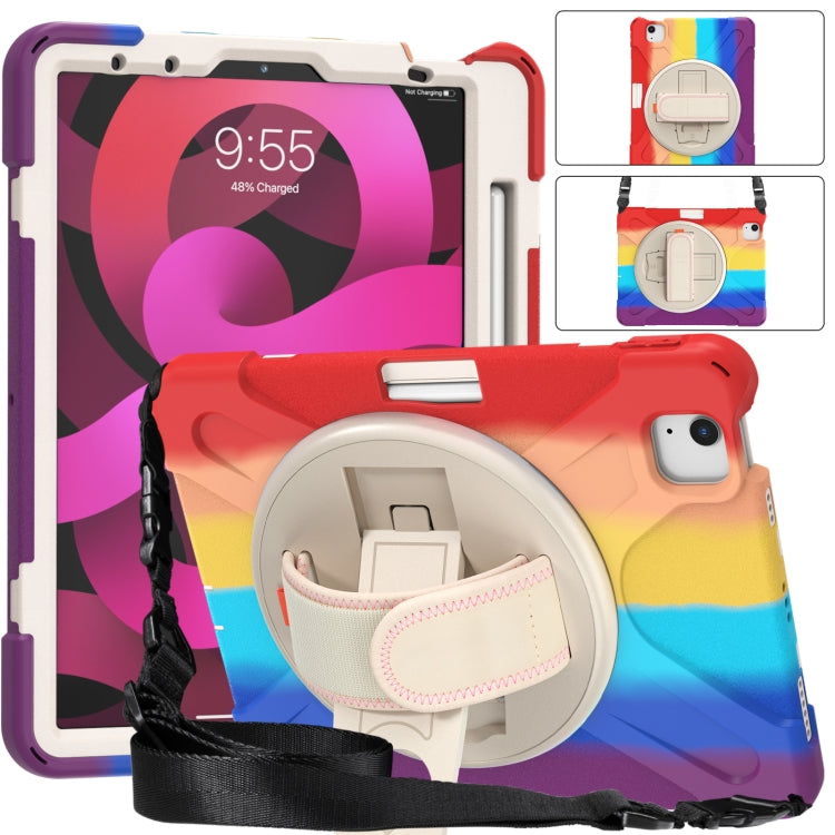 Shockproof Colorful Silicone + PC Protective Case with Holder & Shoulder Strap & Hand Strap For iPad Air 2022 / 2020 10.9(Red) - iPad Air (2022) / (2020) 10.9 Cases by buy2fix | Online Shopping UK | buy2fix