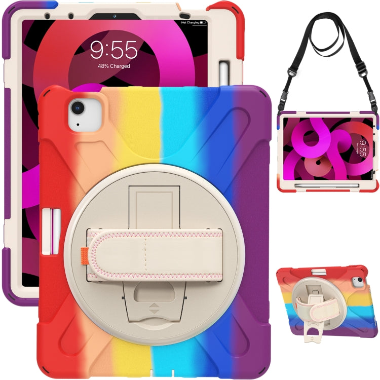 Shockproof Colorful Silicone + PC Protective Case with Holder & Shoulder Strap & Hand Strap For iPad Air 2022 / 2020 10.9(Red) - iPad Air (2022) / (2020) 10.9 Cases by buy2fix | Online Shopping UK | buy2fix