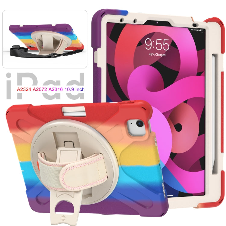 Shockproof Colorful Silicone + PC Protective Case with Holder & Shoulder Strap & Hand Strap For iPad Air 2022 / 2020 10.9(Red) - iPad Air (2022) / (2020) 10.9 Cases by buy2fix | Online Shopping UK | buy2fix