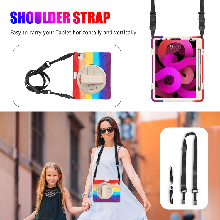 Shockproof Colorful Silicone + PC Protective Case with Holder & Shoulder Strap & Hand Strap For iPad Air 2022 / 2020 10.9(Red) - iPad Air (2022) / (2020) 10.9 Cases by buy2fix | Online Shopping UK | buy2fix