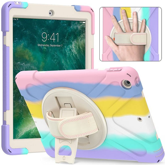 Shockproof Colorful Silicone + PC Protective Case with Holder & Shoulder Strap & Hand Strap For iPad 9.7 (2018)(Pink) - iPad 9.7 (2018) & (2017) Cases by buy2fix | Online Shopping UK | buy2fix