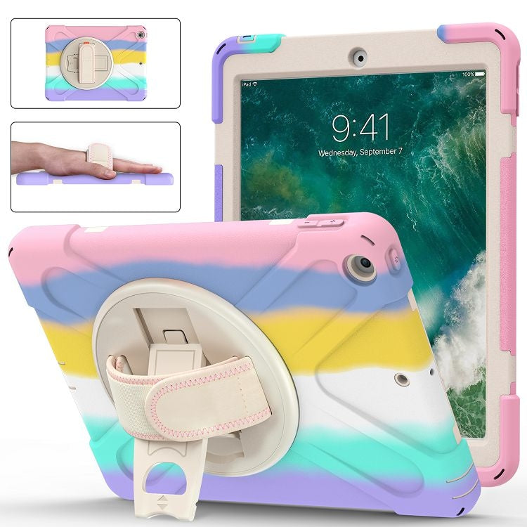 Shockproof Colorful Silicone + PC Protective Case with Holder & Shoulder Strap & Hand Strap For iPad 9.7 (2018)(Pink) - iPad 9.7 (2018) & (2017) Cases by buy2fix | Online Shopping UK | buy2fix