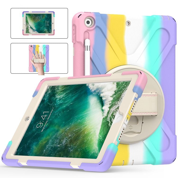 Shockproof Colorful Silicone + PC Protective Case with Holder & Shoulder Strap & Hand Strap For iPad 9.7 (2018)(Pink) - iPad 9.7 (2018) & (2017) Cases by buy2fix | Online Shopping UK | buy2fix