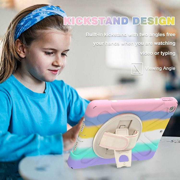 Shockproof Colorful Silicone + PC Protective Case with Holder & Shoulder Strap & Hand Strap For iPad 9.7 (2018)(Pink) - iPad 9.7 (2018) & (2017) Cases by buy2fix | Online Shopping UK | buy2fix
