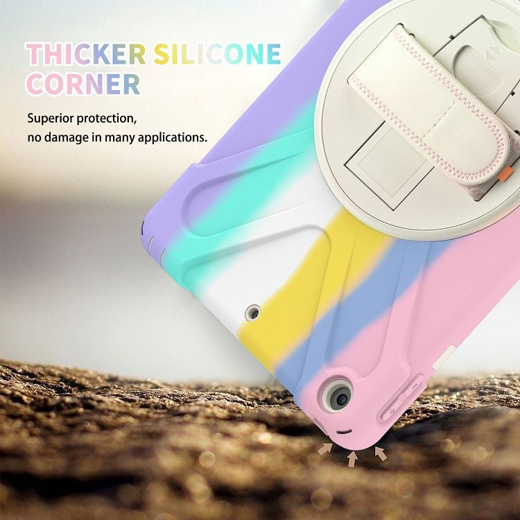 Shockproof Colorful Silicone + PC Protective Case with Holder & Shoulder Strap & Hand Strap For iPad 9.7 (2018)(Pink) - iPad 9.7 (2018) & (2017) Cases by buy2fix | Online Shopping UK | buy2fix