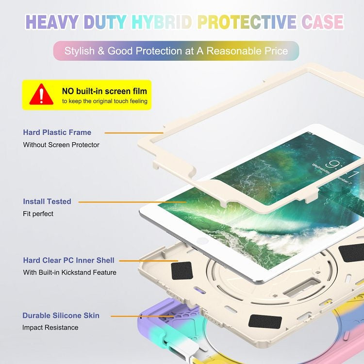 Shockproof Colorful Silicone + PC Protective Case with Holder & Shoulder Strap & Hand Strap For iPad 9.7 (2018)(Pink) - iPad 9.7 (2018) & (2017) Cases by buy2fix | Online Shopping UK | buy2fix