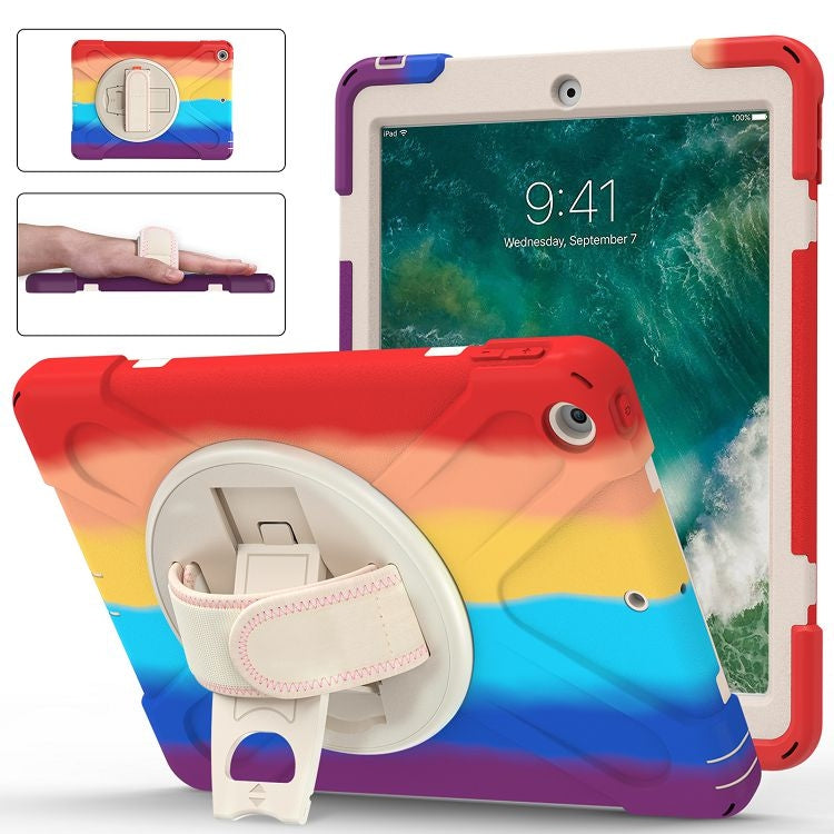 Shockproof Colorful Silicone + PC Protective Case with Holder & Shoulder Strap & Hand Strap For iPad 9.7 (2018)(Red) - iPad 9.7 (2018) & (2017) Cases by buy2fix | Online Shopping UK | buy2fix