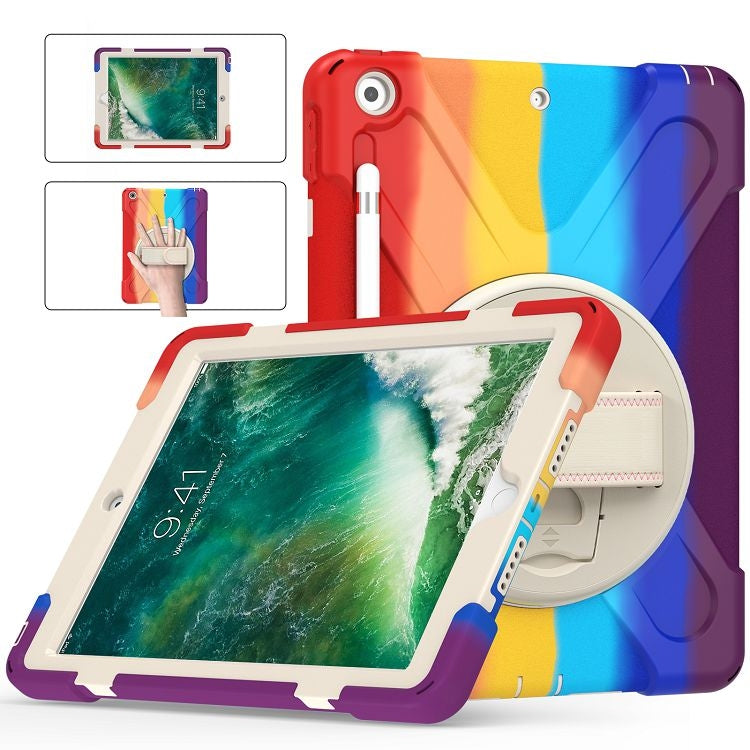 Shockproof Colorful Silicone + PC Protective Case with Holder & Shoulder Strap & Hand Strap For iPad 9.7 (2018)(Red) - iPad 9.7 (2018) & (2017) Cases by buy2fix | Online Shopping UK | buy2fix