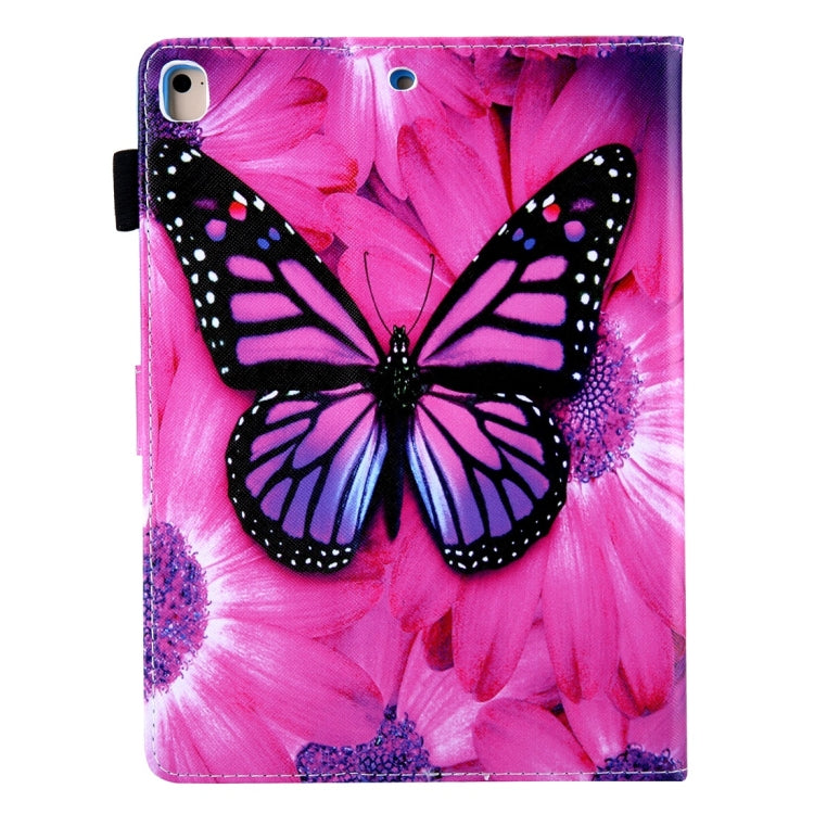 For iPad 10.2 2021 / 2020 / 2019 Coloured Drawing Pattern Horizontal Flip Leather Case with Holder & Card Slots & Photo Frame(Red Flower Pink Butterfly) - iPad 10.2 Cases by buy2fix | Online Shopping UK | buy2fix