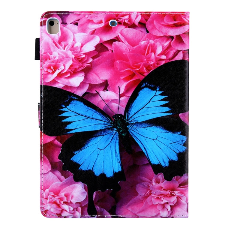 For iPad 10.2 2021 / 2020 / 2019 Coloured Drawing Pattern Horizontal Flip Leather Case with Holder & Card Slots & Photo Frame(Red Flower Blue Butterfly) - iPad 10.2 Cases by buy2fix | Online Shopping UK | buy2fix
