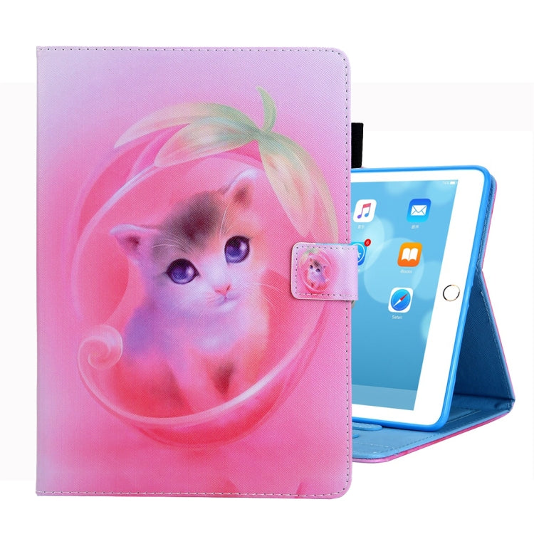 For iPad 10.2 2021 / 2020 / 2019 Coloured Drawing Pattern Horizontal Flip Leather Case with Holder & Card Slots & Photo Frame(Cat) - iPad 10.2 Cases by buy2fix | Online Shopping UK | buy2fix