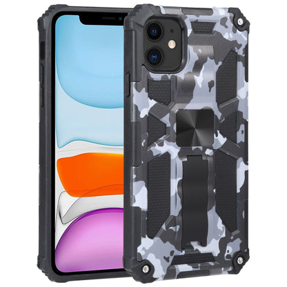 For iPhone 11 Camouflage Armor Shockproof TPU + PC Magnetic Protective Case with Holder (Grey) by buy2fix