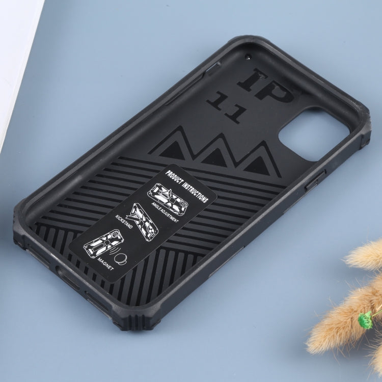 For iPhone 11 Camouflage Armor Shockproof TPU + PC Magnetic Protective Case with Holder (Grey) by buy2fix