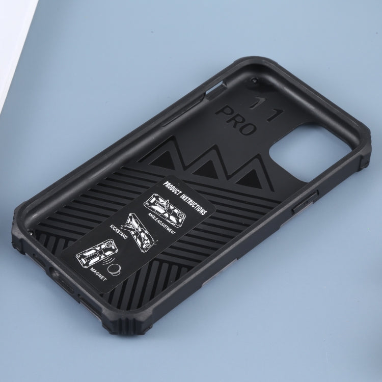 For iPhone 11 Pro Camouflage Armor Shockproof TPU + PC Magnetic Protective Case with Holder (Grey) by buy2fix