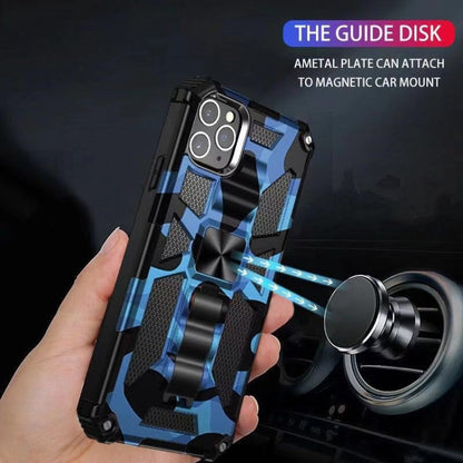 For iPhone 11 Pro Camouflage Armor Shockproof TPU + PC Magnetic Protective Case with Holder (Mint Green) by buy2fix
