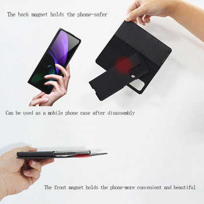 For Samsung Galaxy Z Fold2 5G Detachable Split Horizontal Flip Leather Case with Card Slots & Detachable Back Cover(Black) - Galaxy Phone Cases by buy2fix | Online Shopping UK | buy2fix