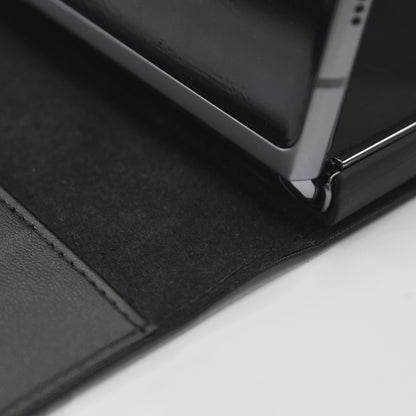 For Samsung Galaxy Z Fold2 5G Detachable Split Horizontal Flip Leather Case with Card Slots & Detachable Back Cover(Carbon Black) - Galaxy Phone Cases by buy2fix | Online Shopping UK | buy2fix