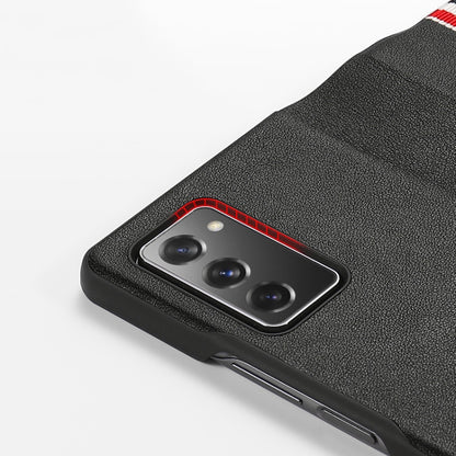 For Samsung Galaxy Z Fold2 5G Exclusive Series Cowhide Texture Horizontal Flip Leather Case(Brown Strips) - Galaxy Phone Cases by buy2fix | Online Shopping UK | buy2fix