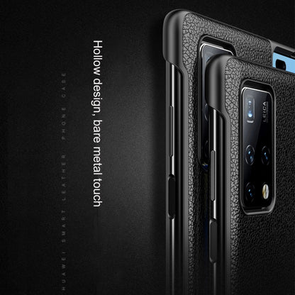For Huawei Mate X2 Litchi Texture Cowhide Leather + TPU Shockproof Back Cover Case(Blue) - Huawei Cases by buy2fix | Online Shopping UK | buy2fix
