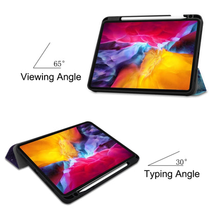 For iPad Pro 11 2022 / 2021 Colored Drawing Horizontal Flip TPU + PU Leather Tablet Case with Three-folding Holder & Sleep / Wake-up Function & Pen Slot(Milky Way) - iPad Pro 11 (2022/2021) Cases by buy2fix | Online Shopping UK | buy2fix