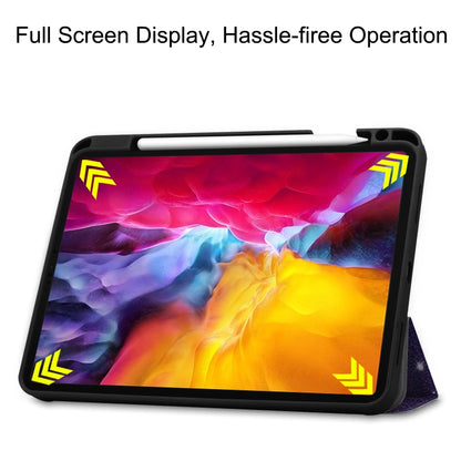 For iPad Pro 11 2022 / 2021 Colored Drawing Horizontal Flip TPU + PU Leather Tablet Case with Three-folding Holder & Sleep / Wake-up Function & Pen Slot(Milky Way) - iPad Pro 11 (2022/2021) Cases by buy2fix | Online Shopping UK | buy2fix
