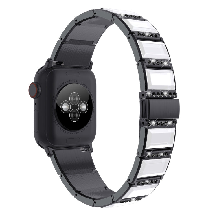 XingYao Series Two-tone Steel Watch Band For Apple Watch Series 9&8&7 41mm / SE 3&SE 2&6&SE&5&4 40mm / 3&2&1 38mm(Black+White) by buy2fix