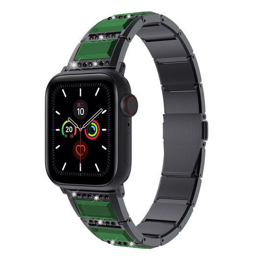 XingYao Series Two-tone Steel Watch Band For Apple Watch Ultra 49mm&Watch Ultra 2 49mm / Series 9&8&7 45mm / SE 3&SE 2&6&SE&5&4 44mm / 3&2&1 42mm(Black+Green) by buy2fix