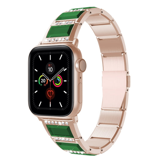 XingYao Series Two-tone Steel Watch Band For Apple Watch Ultra 49mm&Watch Ultra 2 49mm / Series 9&8&7 45mm / SE 3&SE 2&6&SE&5&4 44mm / 3&2&1 42mm(Gold+Green) by buy2fix