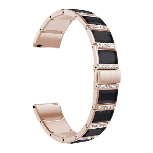 For Samsung Galaxy Watch 46mm Stainless Steel Diamond Encrusted Watch Band(Gold+Black) - Watch Bands by buy2fix | Online Shopping UK | buy2fix