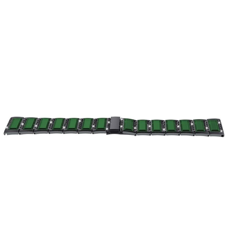 For Samsung Galaxy Watch 3 41mm Stainless Steel Diamond Encrusted Watch Band(Black+Green) - Watch Bands by buy2fix | Online Shopping UK | buy2fix