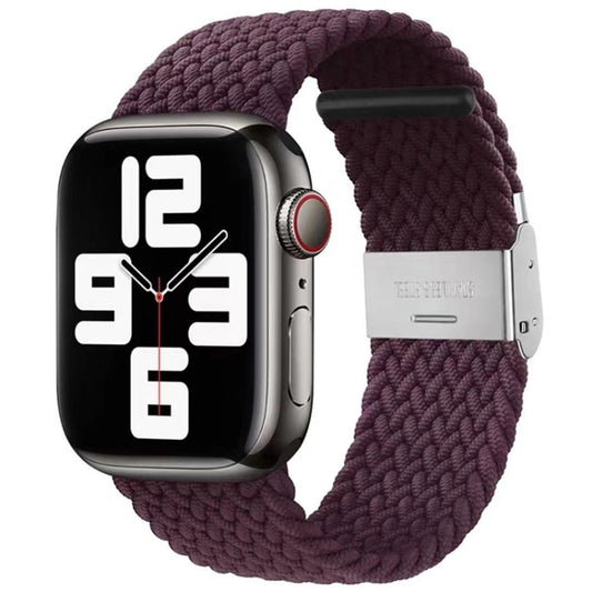 Braided + Stainless Steel Watch Band For Apple Watch Ultra 49mm&Watch Ultra 2 49mm / Series 9&8&7 45mm / SE 3&SE 2&6&SE&5&4 44mm / 3&2&1 42mm (Crimson Cherry) by buy2fix