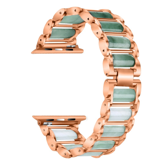 Emerald Stainless Steel Watch Band For Apple Watch Series 7 41mm / 6 & SE & 5 & 4 40mm / 3 & 2 & 1 38mm(Rose Gold) by buy2fix