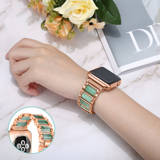 Emerald Stainless Steel Watch Band For Apple Watch Series 7 41mm / 6 & SE & 5 & 4 40mm / 3 & 2 & 1 38mm(Rose Gold) by buy2fix