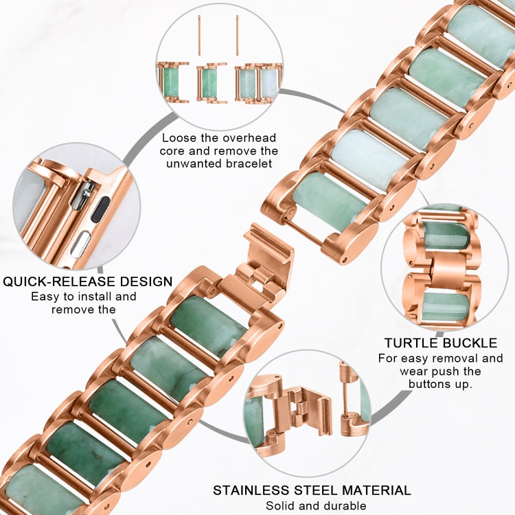 Emerald Stainless Steel Watch Band For Apple Watch Series 7 41mm / 6 & SE & 5 & 4 40mm / 3 & 2 & 1 38mm(Rose Gold) by buy2fix