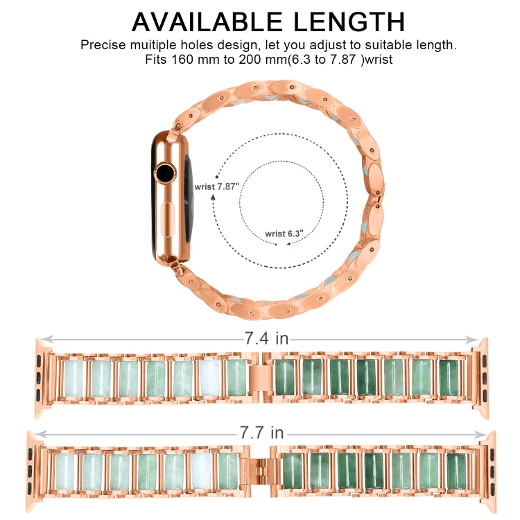 Emerald Stainless Steel Watch Band For Apple Watch Series 7 41mm / 6 & SE & 5 & 4 40mm / 3 & 2 & 1 38mm(Rose Gold) by buy2fix