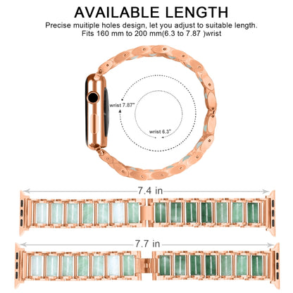 Emerald Stainless Steel Watch Band For Apple Watch Series 7 41mm / 6 & SE & 5 & 4 40mm / 3 & 2 & 1 38mm(Rose Gold) by buy2fix
