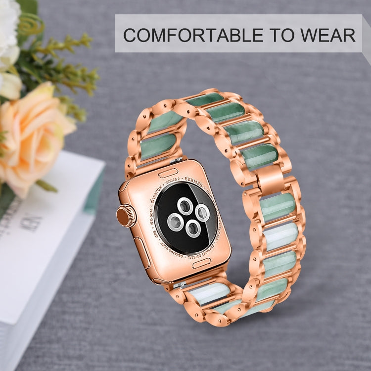 Emerald Stainless Steel Watch Band For Apple Watch Series 7 41mm / 6 & SE & 5 & 4 40mm / 3 & 2 & 1 38mm(Rose Gold) by buy2fix