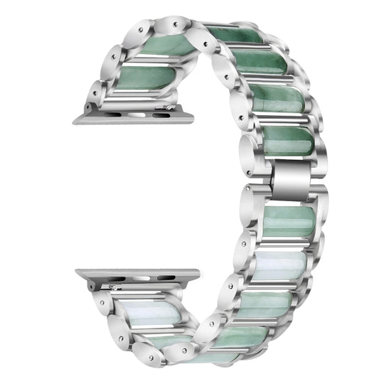 Emerald Stainless Steel Watch Band For Apple Watch Series 9&8&7 41mm / SE 3&SE 2&6&SE&5&4 40mm / 3&2&1 38mm(Silver) by buy2fix