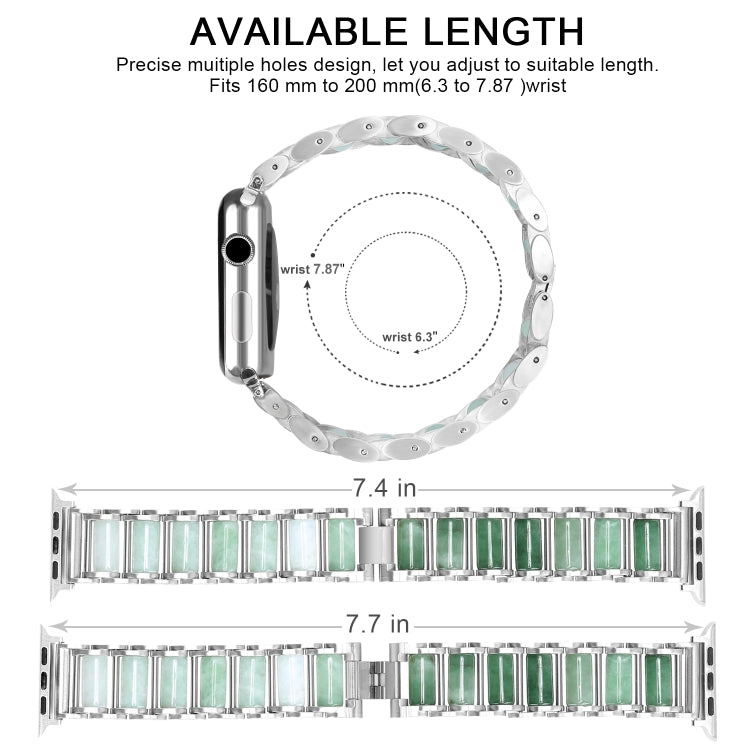 Emerald Stainless Steel Watch Band For Apple Watch Series 9&8&7 41mm / SE 3&SE 2&6&SE&5&4 40mm / 3&2&1 38mm(Silver) by buy2fix