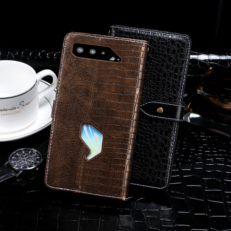 For Asus ROG Phone 5 idewei Crocodile Texture Horizontal Flip Leather Case with Holder & Card Slots & Wallet(Dark Blue) - ASUS Cases by idewei | Online Shopping UK | buy2fix