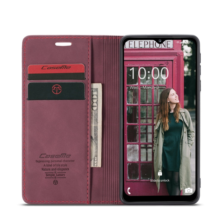 For Samsung Galaxy A12 CaseMe 013 Multifunctional Horizontal Flip Leather Case with Holder & Card Slot & Wallet(Wine Red) by CaseMe