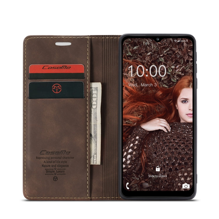 For Samsung Galaxy A12 CaseMe 013 Multifunctional Horizontal Flip Leather Case with Holder & Card Slot & Wallet(Coffee) - Galaxy Phone Cases by CaseMe | Online Shopping UK | buy2fix
