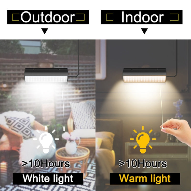 Pull-Switch 2 in 1 Solar Light 60-LEDs Landscape Courtyard Wall Lamp, Light Color:Warm Light(White Shell) by buy2fix